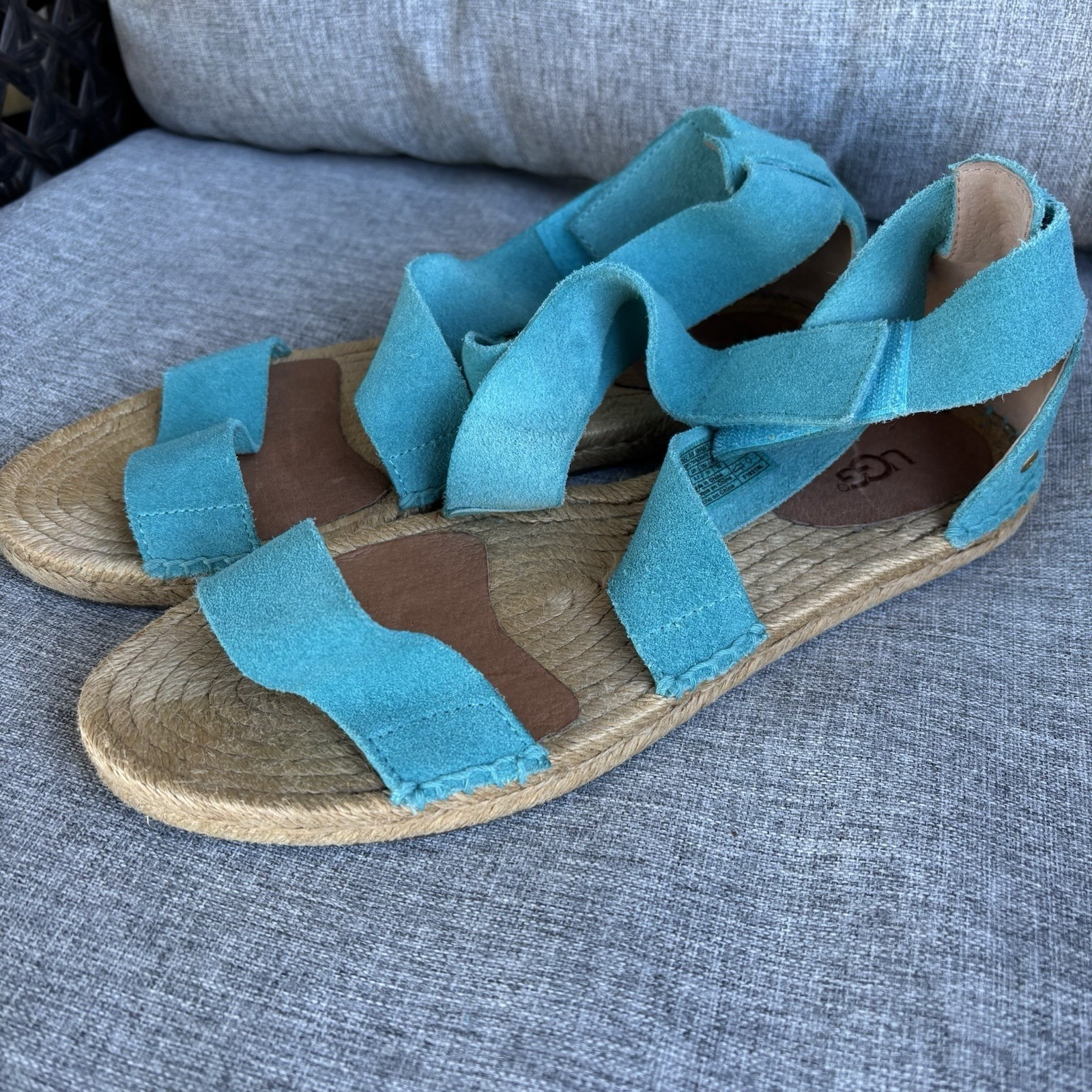 Ugg Women's 8 Mila Gladiator Espadrille Sandal Acapulco Teal Blue 1016877